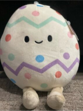 American Greetings Cream Plush Easter Egg with Pastel Dots
